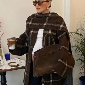 ZARA PLAID SCARF COAT